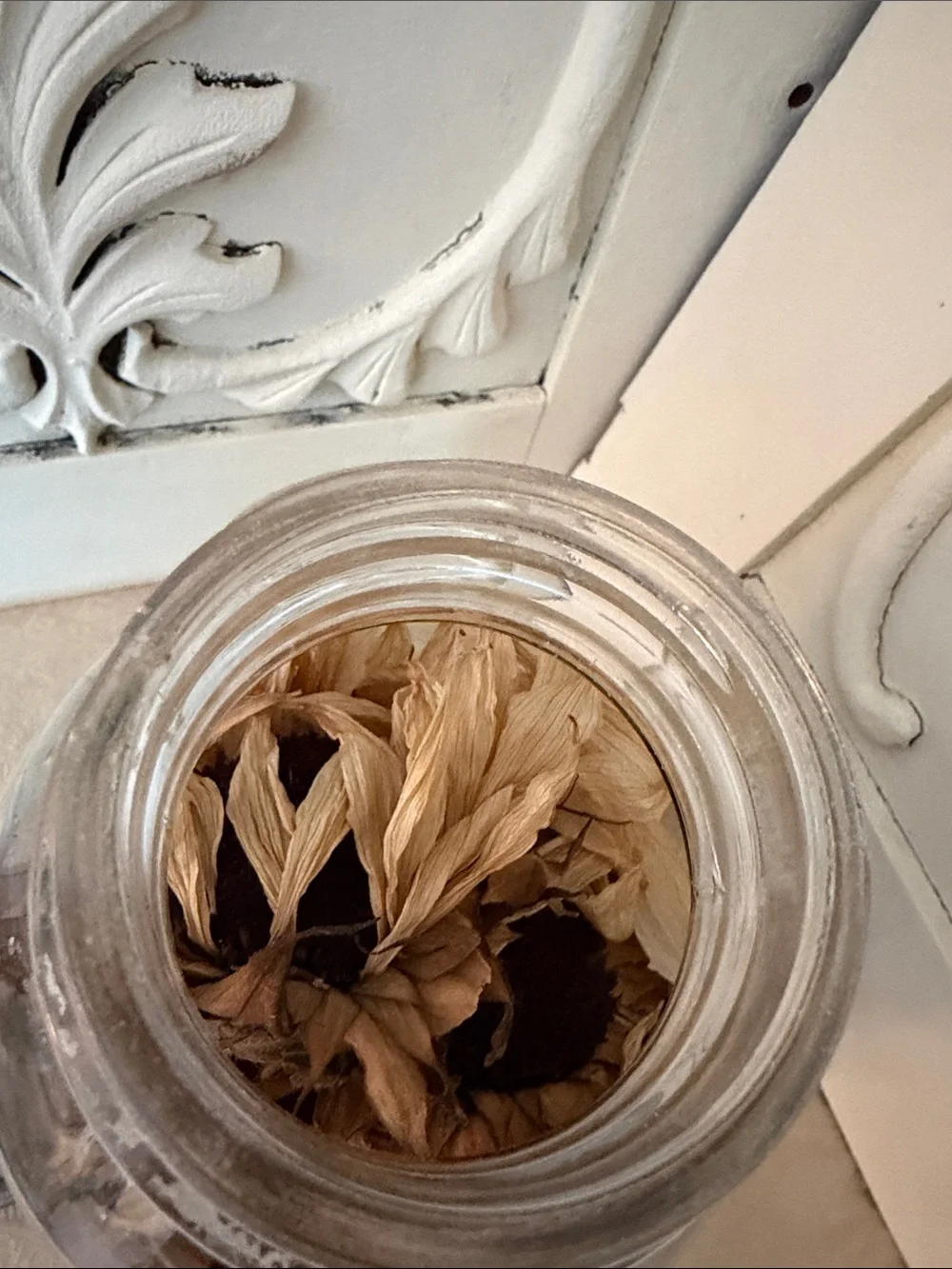 Vintage Ball Canning Jar Galvanized Metal Lid - Sunflower Potpourri Display